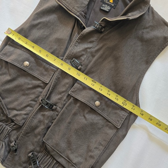 Liz Claiborne Vintage Brown Cotton Utility Cargo Vest Buckle Zip Small RN 52002 - Picture 6 of 9